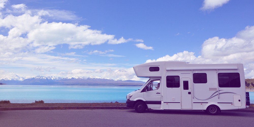 RV camper car at the sea.