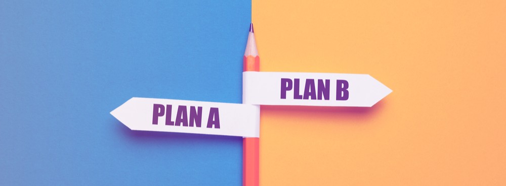 Pencil - direction indicator - choice of plan a or plan b.