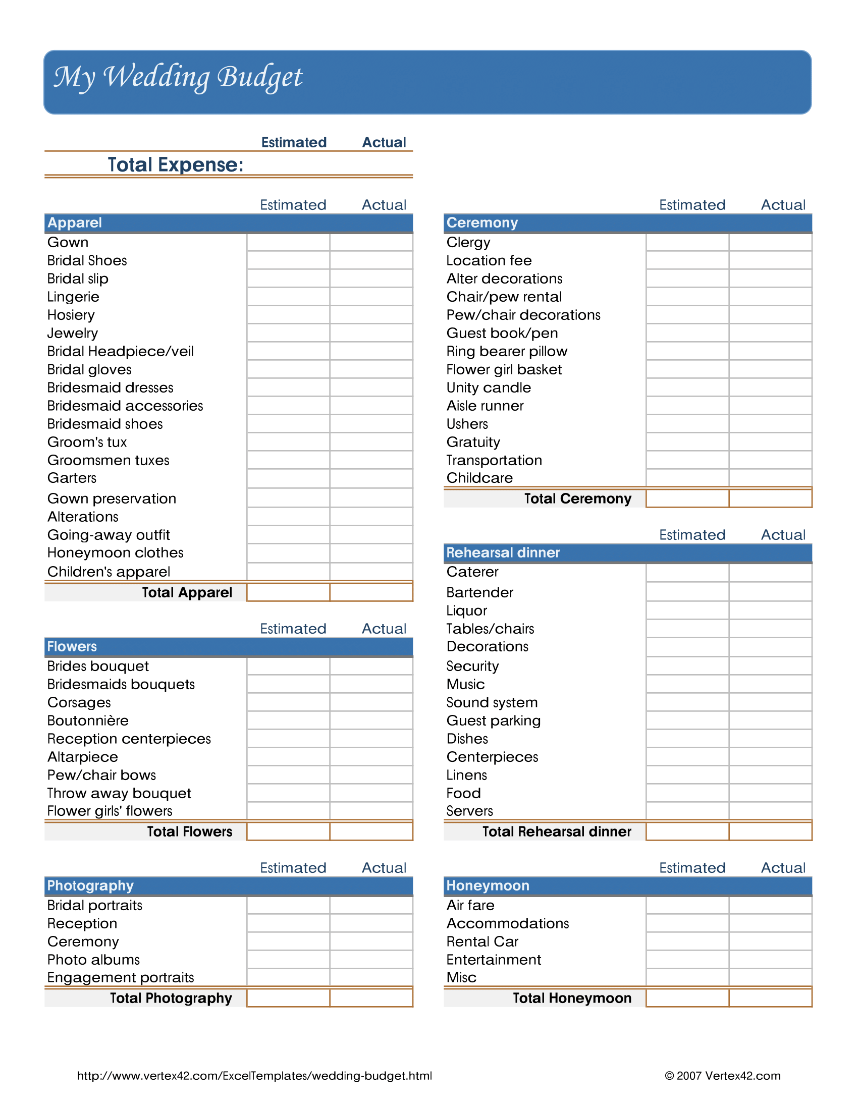 example of wedding checklist