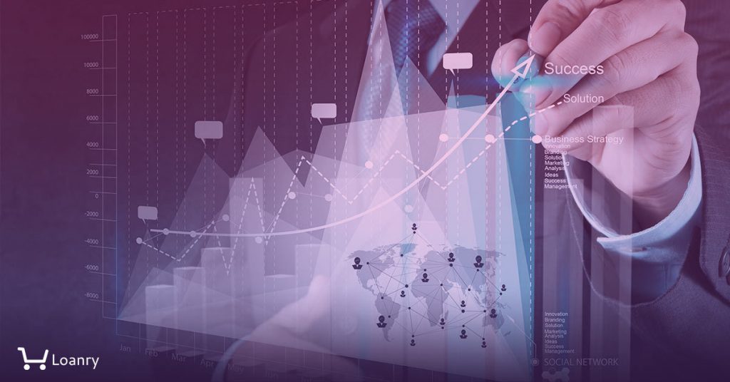 A man pointing to holographic infographic
