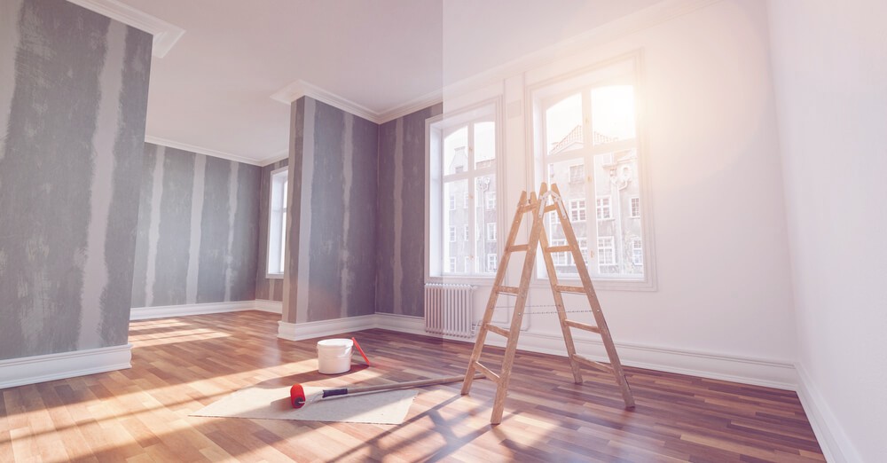 Apartment before and after restoration.