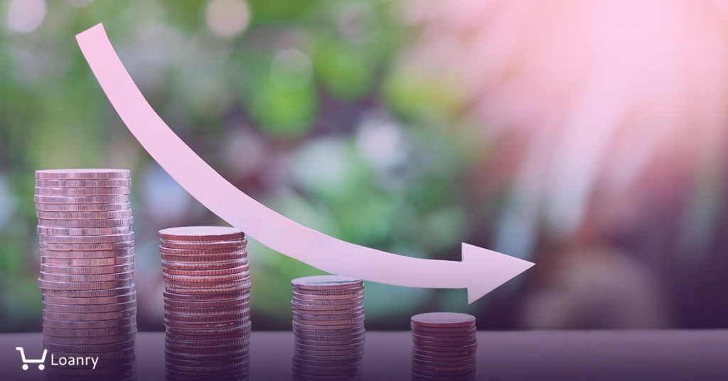 pile money coins saving trend decrease for investment mutual fund finance and business.