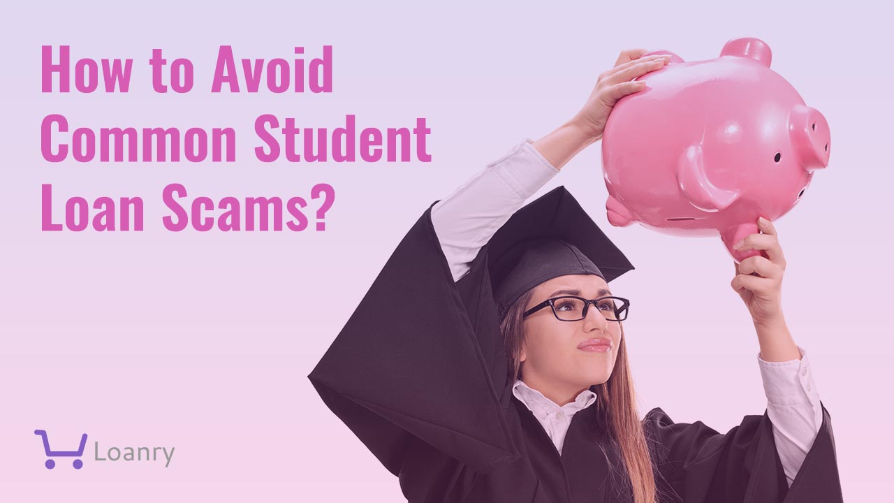 Worried graduate student shaking a piggybank isolated on white background.